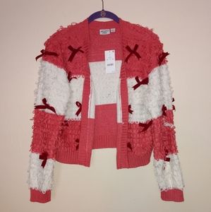 Large Peachy Ribbon Cardigan Sweater